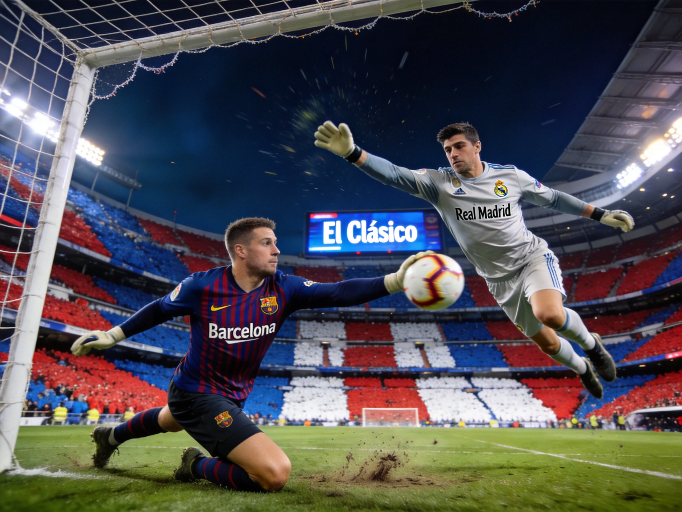 巴萨vs皇马国家德比,激烈对抗场景